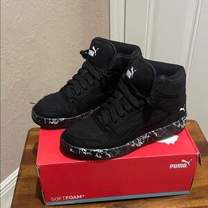 Puma Black and White High-Top Sneakers